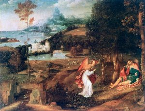 Landschaftsszene mit dem heiligen Rochus, um 1500-1524