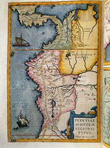Goldreiche Regionen Perus, Band VII, Atlas Maior, von Joan Blaeu (1596-1673), Kupferstich, 57,5x39 cm, Amsterdam