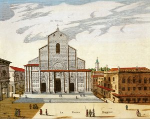 Italien, Bologna, San Petronio Kathedrale in Venedig, Druck von Joan Blaeu