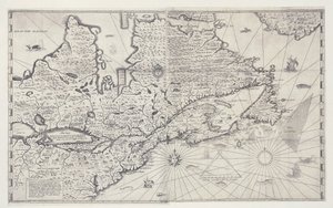 Karte von Kanada, Gravur nach der Vermessung von Samuel de Champlain