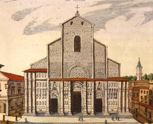 Die Basilika von San Petronio in Bologna, Druck aus Theatrum Civitatum et Admirandorum Italiae, Italien von Joan Blaeu