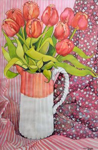 Tulpen in einem rosa-weißen Krug, 2005
