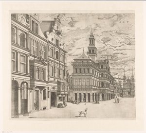 Ansicht eines Platzes mit monumentalen Bauwerken von Joannes van Doetechum (I)