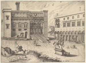 Ansicht des Campidoglio auf dem Kapitolinischen Hügel, aus der Serie Operum antiquorum romanorum, 1562