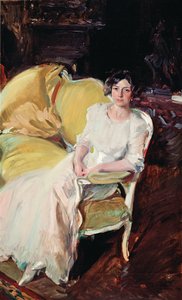 Clotilde auf dem Sofa sitzend von Joaquín Sorolla