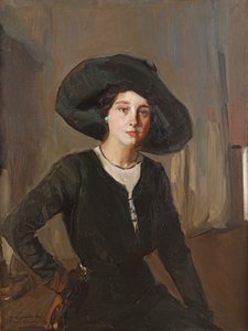 Elena mit schwarzem Hut, 1910 von Joaquín Sorolla