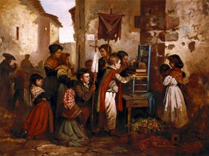 Kinder spielen in der religiösen Prozession