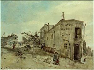 Blick auf Montmartre, das Café Le Roi du Desert