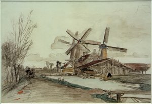 Die Mühlen von Stolk, Rotterdam von Johan Barthold Jongkind