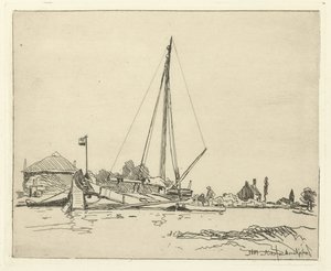Das angedockte Schiff von Johan Barthold Jongkind