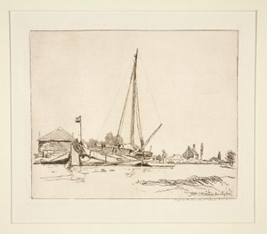 Das vertäute Boot von Johan Barthold Jongkind