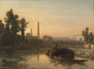 Flussansicht in Frankreich, möglicherweise in der Nähe von Pontoise