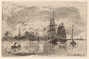 Sonnenuntergang über dem Hafen von Antwerpen