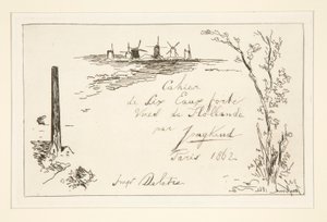 Titel des Notizbuchs mit sechs Radierungen von Johan Barthold Jongkind