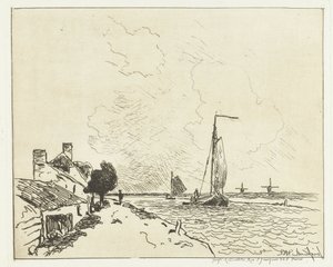 Zwei Segelschiffe (Sechs holländische Ansichten) von Johan Barthold Jongkind