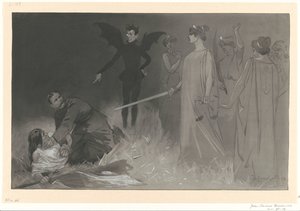 Chamberlain als der Teufel und Kitchener in einer politischen Allegorie auf den Krieg in Transvaal