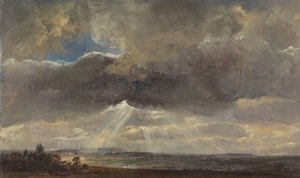 Wolken und Sonnenstrahlen über dem Windberg bei Dresden von Johan Christian Dahl