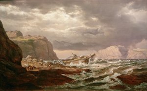 Gestrandetes Schiff an der norwegischen Küste von Johan Christian Dahl