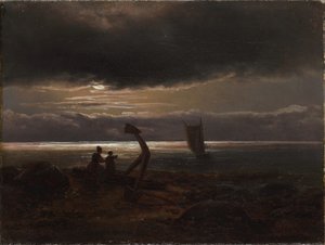 Mutter und Kind am Meer von Johan Christian Dahl