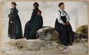 Studien von Frauenkostümen aus Luster in Sogn von Johan Christian Dahl