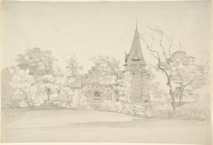 Die Kirche von Aller im Sønderjyllands Amt (Dänemark), von Norden gesehen von Johan Christian Dahl