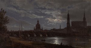 Blick auf Dresden im Mondlicht von Johan Christian Dahl