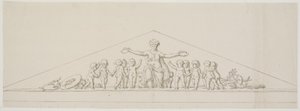 Entwurf für ein Giebelfeld, das Wohlstand symbolisiert, mit Putti von Johan Christoph Petzold