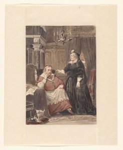 Zwei Personen in einem Interieur, möglicherweise Maria de Medici und Kardinal Richelieu
