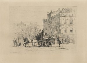 Ansicht des Weesperplein mit einem Feuerwehrwagen von Johan Conrad Greive