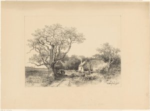 Landschaft mit Bauernhof von Johan Hendrik Weissenbruch