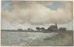Ansicht der Kirche in Noordse Dorp bei Noorden von Johan Hendrik Weissenbruch