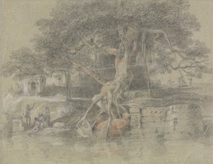 Ein sterbender Hindu wird zum Fluss Ganges gebracht von Johan Joseph Zoffany