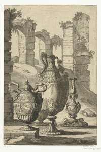 Drei Vasen und ein Kerzenhalter (Materiem superabat opus) von Johan Teyler (attributed to)