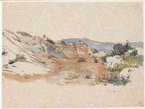 Italienische Landschaft mit Felsblöcken