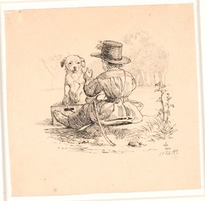 Die Kutschfahrt. Illustration zu Kaalunds "Fabeln für Kinder". Siehe Kommentar aus dem Arkatalog.