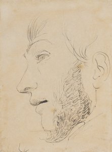 Männerporträt im Profil nach links, von unten gesehen von Johan Thomas Lundbye