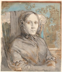 Porträt der Mutter des Künstlers, Oberstin Cathrine Lundbye (geb. Bonnevie); Halbfigur, sitzend im Stuhl nach rechts. von Johan Thomas Lundbye