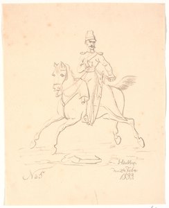 Soldat zu Pferd, nach links gewandt