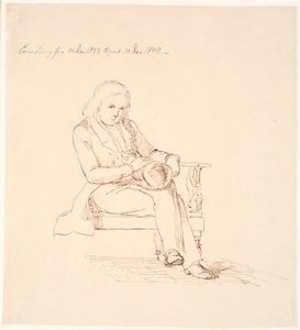 Thorvaldsen sitzt auf einem Sofa von Johan Thomas Lundbye