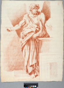 Akademiezeichnung. Detail aus Raffaels „Disputa“ im Vatikan, ein rechts in der Komposition stehender Philosoph von Johan Tobias Sergel