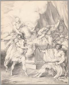 Achilles von Athena im Zelt des Agamemnon zurückgehalten, aus Ilias, Buch I von Johan Tobias Sergel