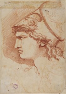 Diomedes, Detailskizze von Helm und Kopf im Profil von Johan Tobias Sergel