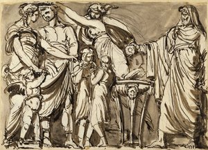 Entwurf für ein Relief mit antiker Hochzeitsszene von Johan Tobias Sergel