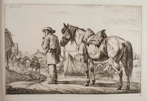 Ein Slowake mit seinem Pferd an einem Fluss von Johann Adam Klein