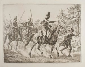 Eine Truppe Kosaken mit einem jüdischen Führer von Johann Adam Klein
