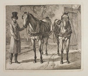 Kutschpferde mit Geschirr von Johann Adam Klein