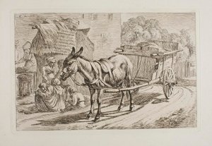 Esel vor einem Karren von Johann Adam Klein