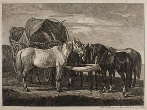 Pferde bei einem ungarischen Wagen von Johann Adam Klein