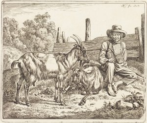 Hirtenjunge mit zwei Ziegen von Johann Adam Klein