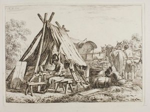 Soldaten in einem Militärlager von Johann Adam Klein